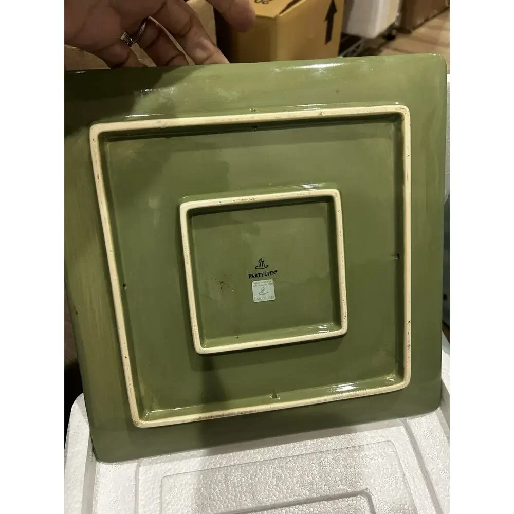 VINTAGE PartyLite Pottery Outdoor Cafe Candle Tray PLATTER Retired NEW P8848 - Picture 2 of 2
